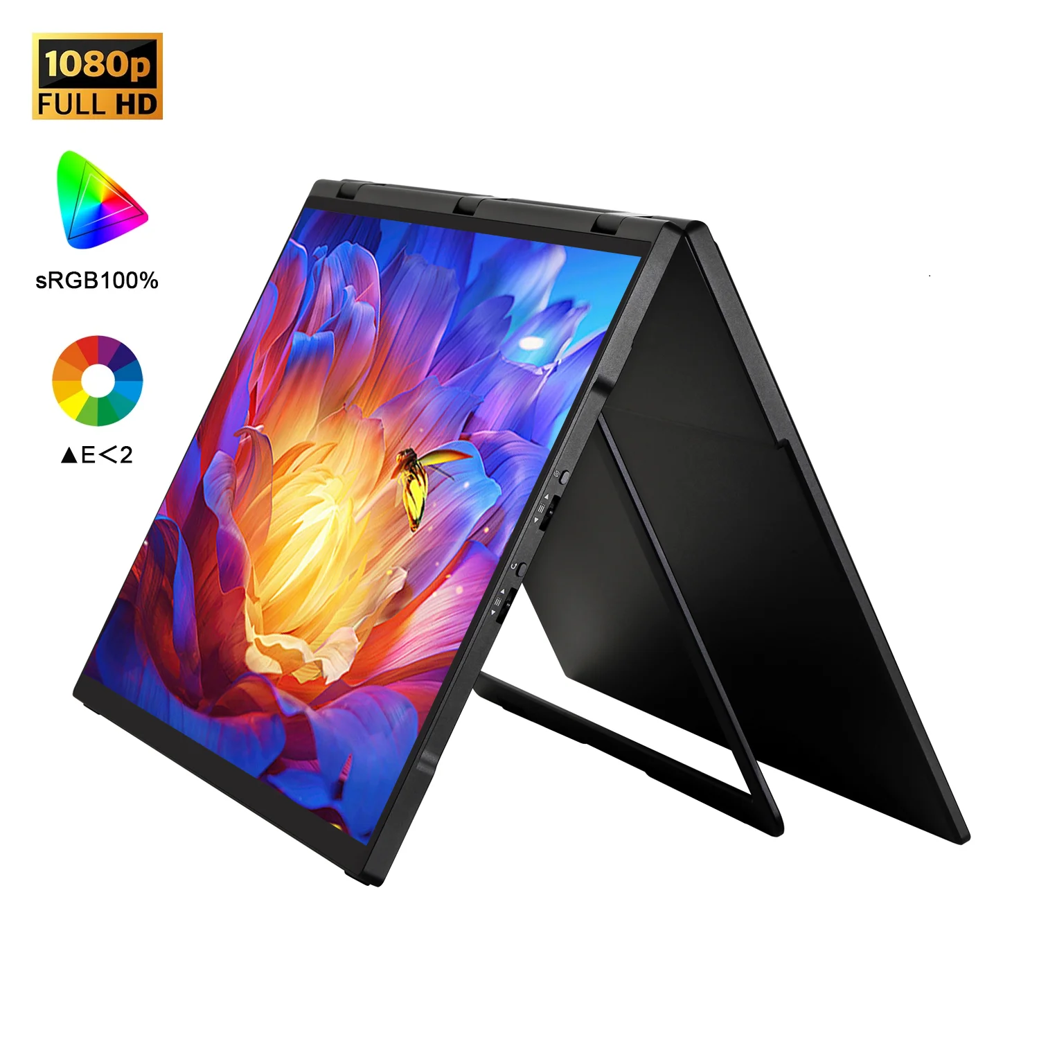 

Портативный монитор wisecoco с сенсорным двойным экраном, 18,5 дюйма, 120 Гц, 1080P HDR 360 ° Складной штабелированный тройной дисплей для ноутбука, телефона PS5