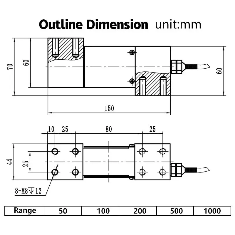 High Precision C3 Shear Beam Load Cell Kit 1000kg Capacity for Electronic Floor Scales And Weighbridges Wide Weight Range