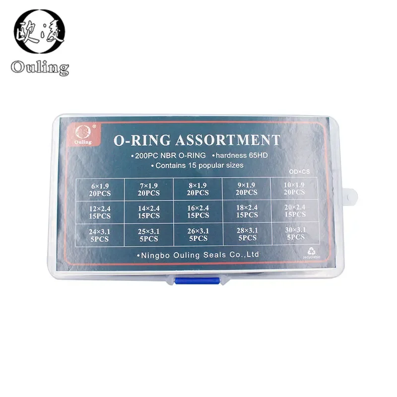 200Pcs 15 Maten O Ringen Rubber O Ring Seal Nbr Zwart Afdichting O-Ringen Nitril Wasmachine Rubber O-Ring Set Assortiment Kit Set Box