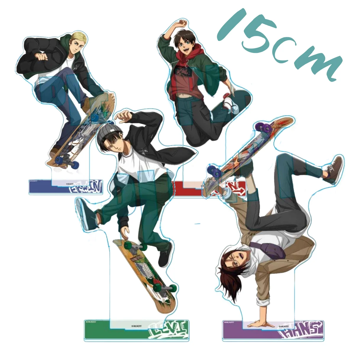 Anime 【Attack on Titan】 Juego de soporte y llavero de acrílico de 15 cm de Levi Ackerman, modelo de colección de accesorios de anime para amantes