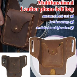 Fashion Multifunction PU Leather Waist Bag Casual Brown Mobile Phone Purse Pocket Mens Outdoor Travel Sports Belt Pouch Case