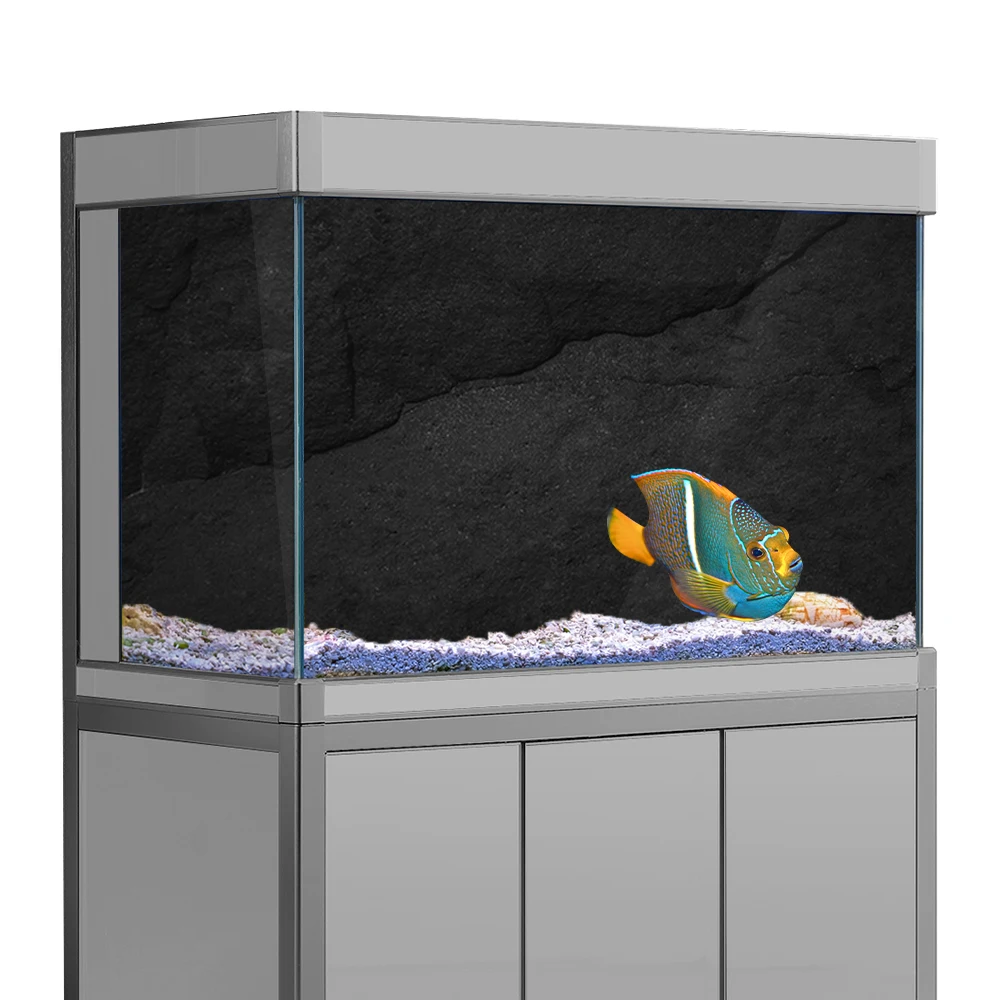 Fish Tank Background Sticker  Black Grey Marble Rock Wall Printing Wallpaper Aquarium Backdrop Decorations PVC