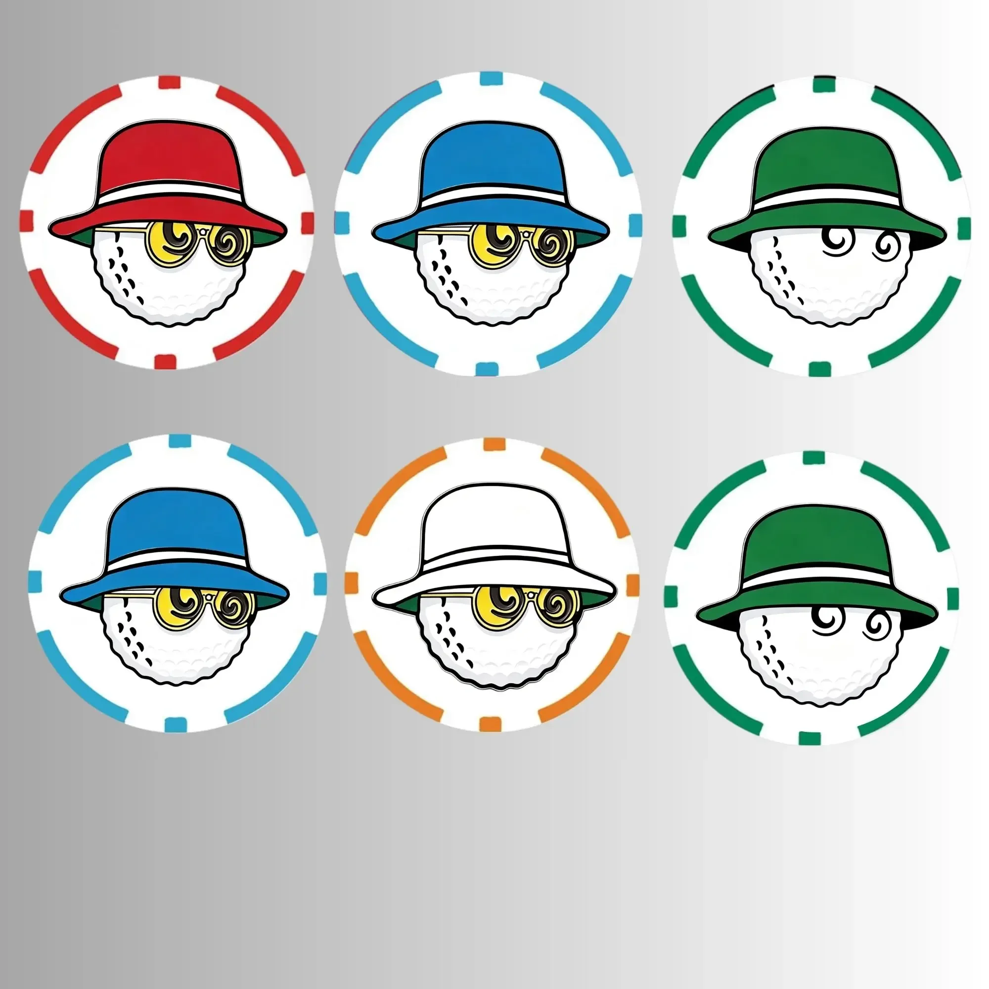 6 Pcs Funny Golf Ball Markers  - Golf Poker ABS Markers for Golf Hat, Perfect for Father's Day Great Gift For Golf Lovers