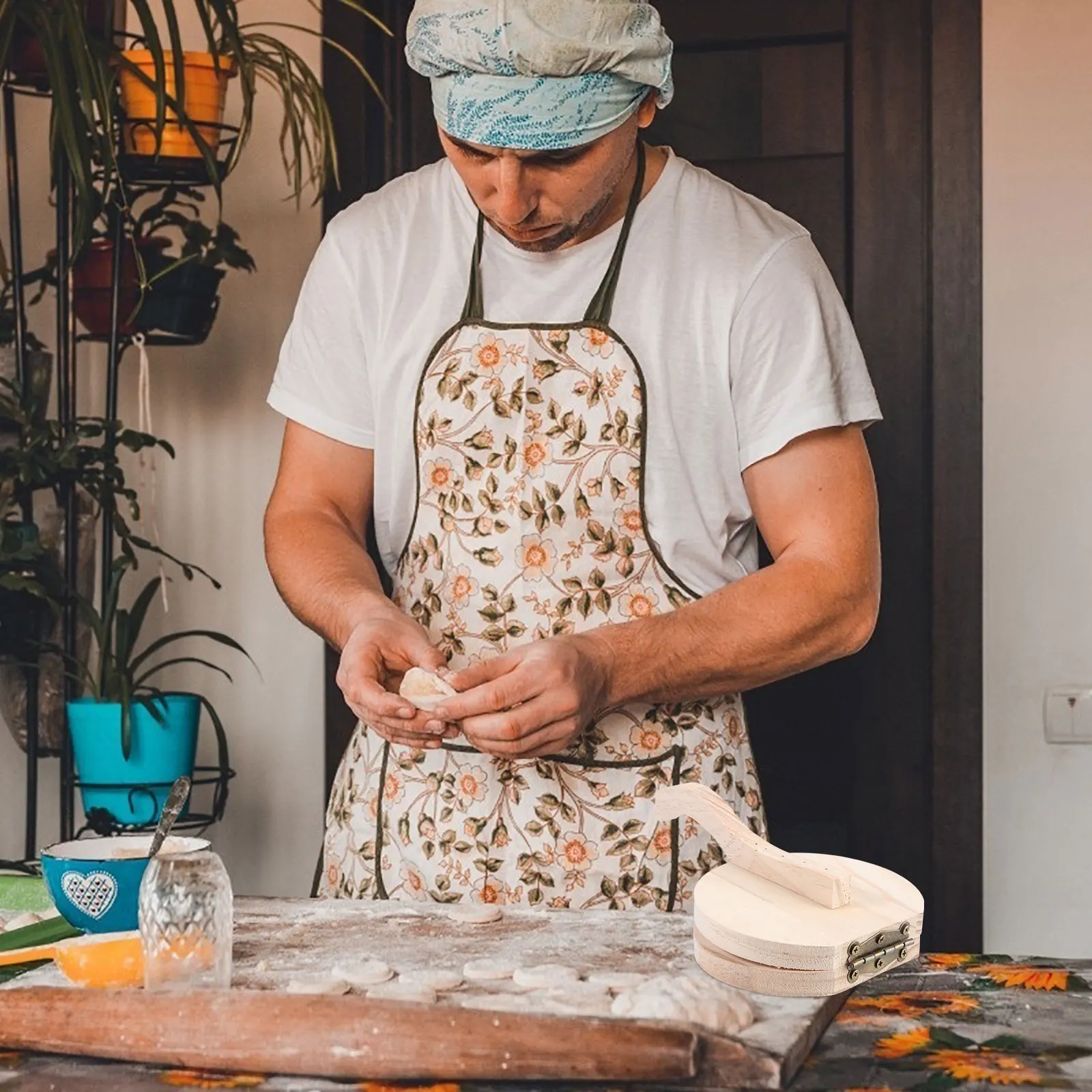 

1Pcs Press Dumpling Wrapper Tool Wooden Dough Presser for Homemade Dumplings Biscuits Kitchen Gadget Gift Wooden Dough Presser