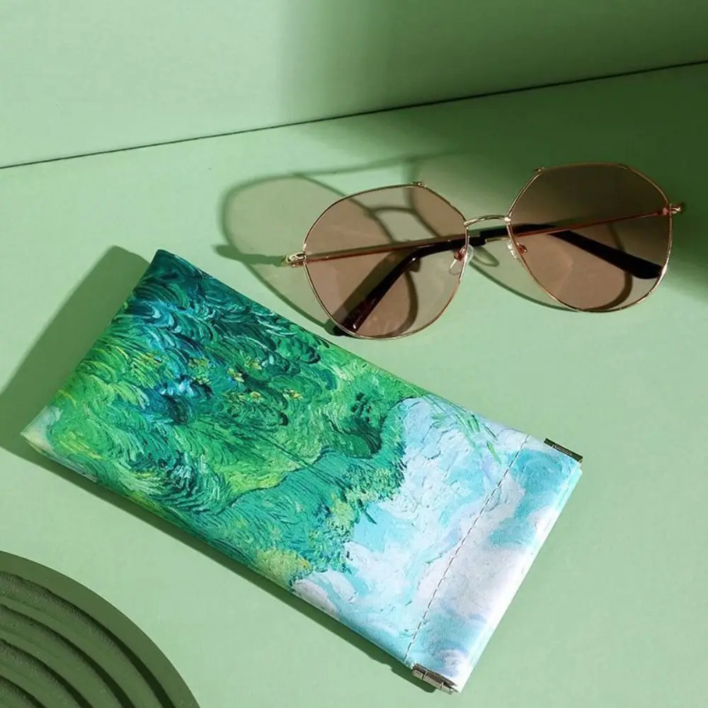 حقيبة نظارات شمسية من الجلد الصناعي للنساء ، طباعة أزهار ، إبداعية ، سماكة ، إغلاق أوتوماتيكي ، غطاء واقي
