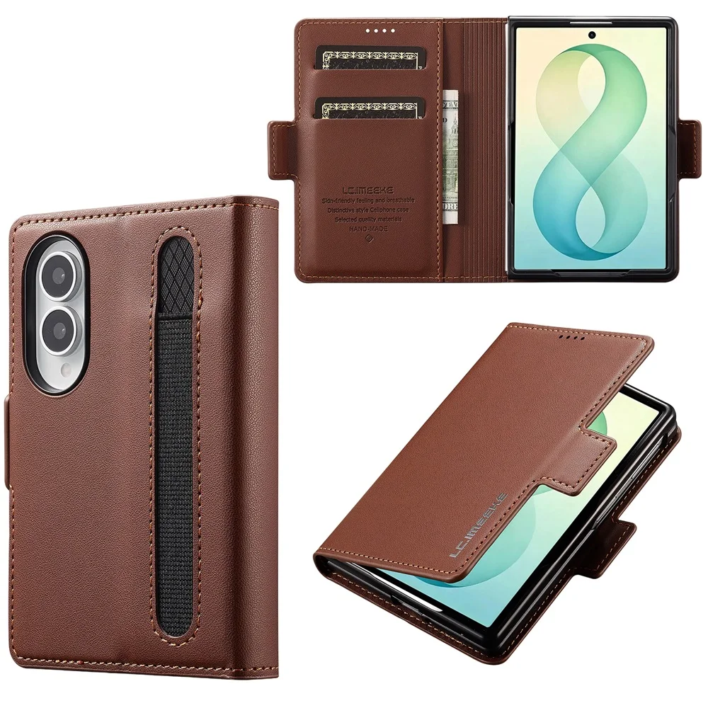 For Samsung Galaxy Z Fold 8 5G Wide Case Luxury Leather Flip Wallet Card Slot With Pen Holder Shockproof Back Cover Accessories