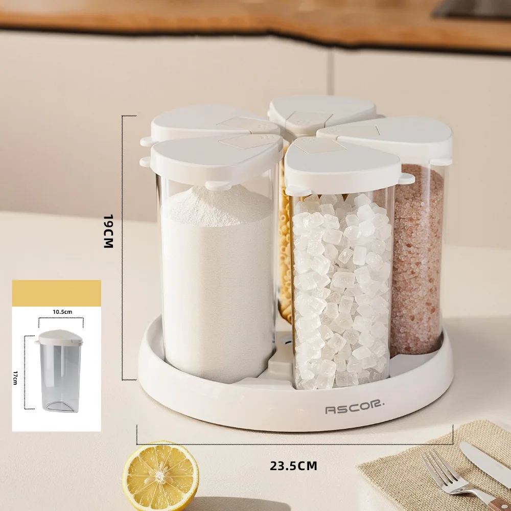 Rotating Grain Dispenser Multi-Compartment Multipurpose 6-Grid Storage Container Transparent Cereal Organizer Kitchen Supplies