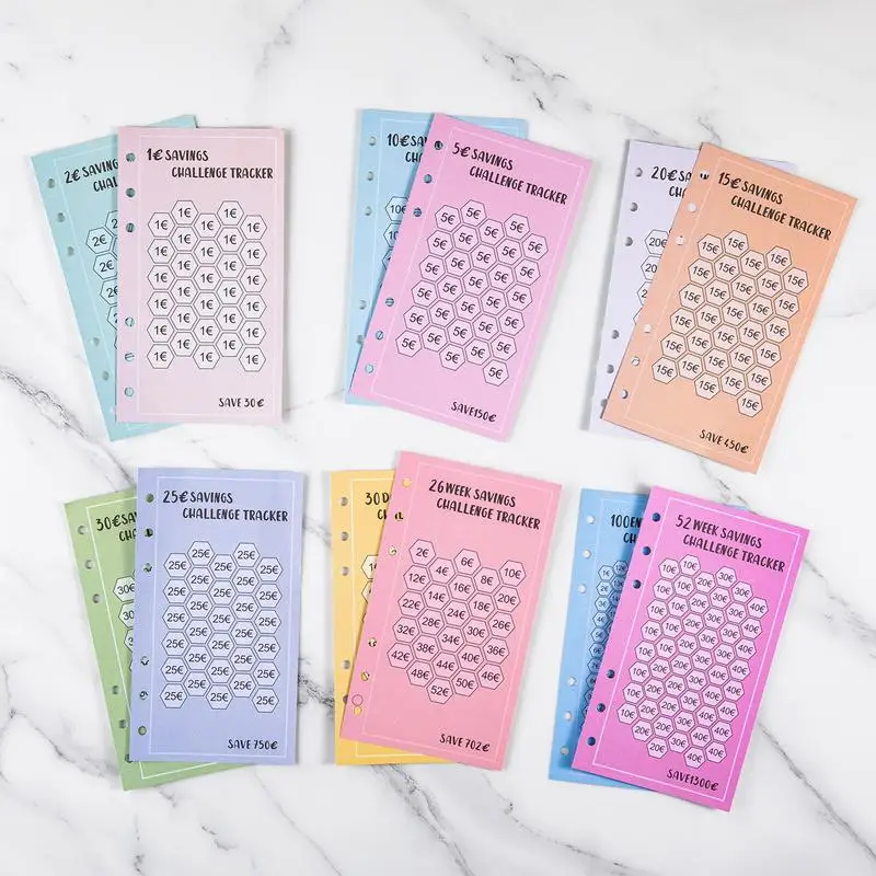 Carpeta de desafío de ahorro de dinero, rastreador para carpetas A6, tarjetas de Desafío de Ahorro