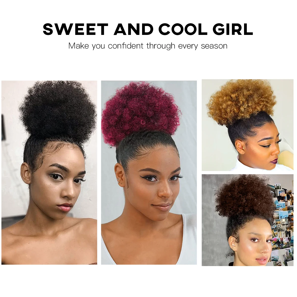 Afro Puff sznurek w kucyk ludzkie włosy brazylijskie krótkie kręcone sznurek z kucykiem Afro Puff kok akcesoria kok