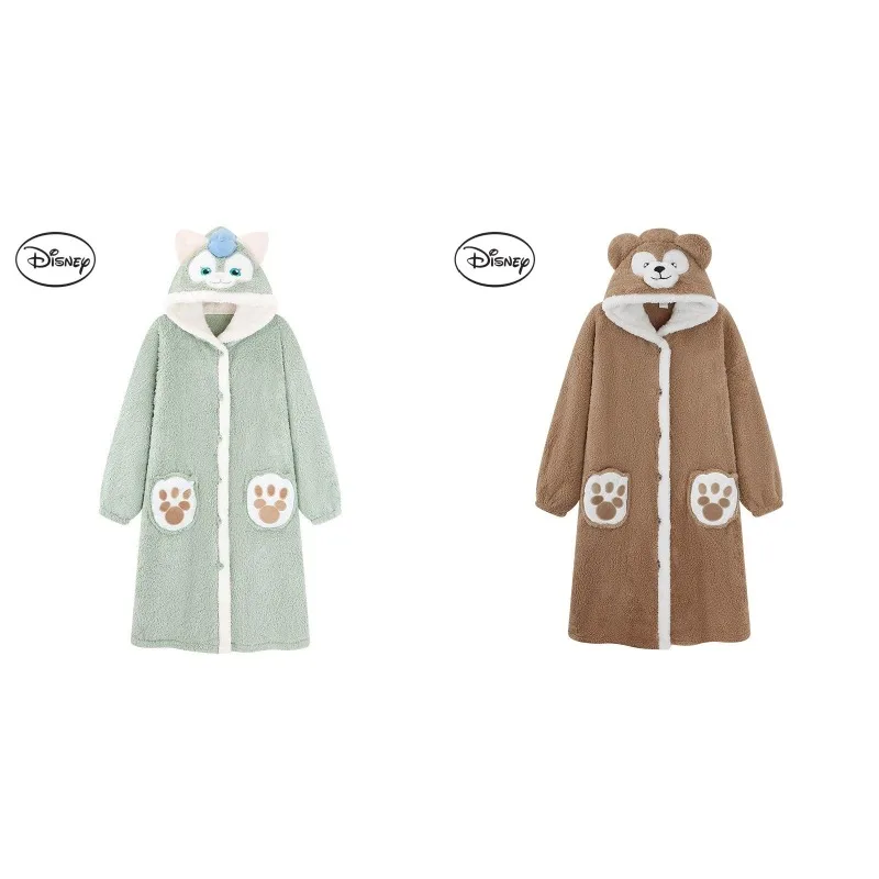 New Cute Gelatoni Nightgown Cartoon The Disney Bear Duffy Autumn and Winter Warm Thickened Pajamas Home Clothing Gift Wholesale