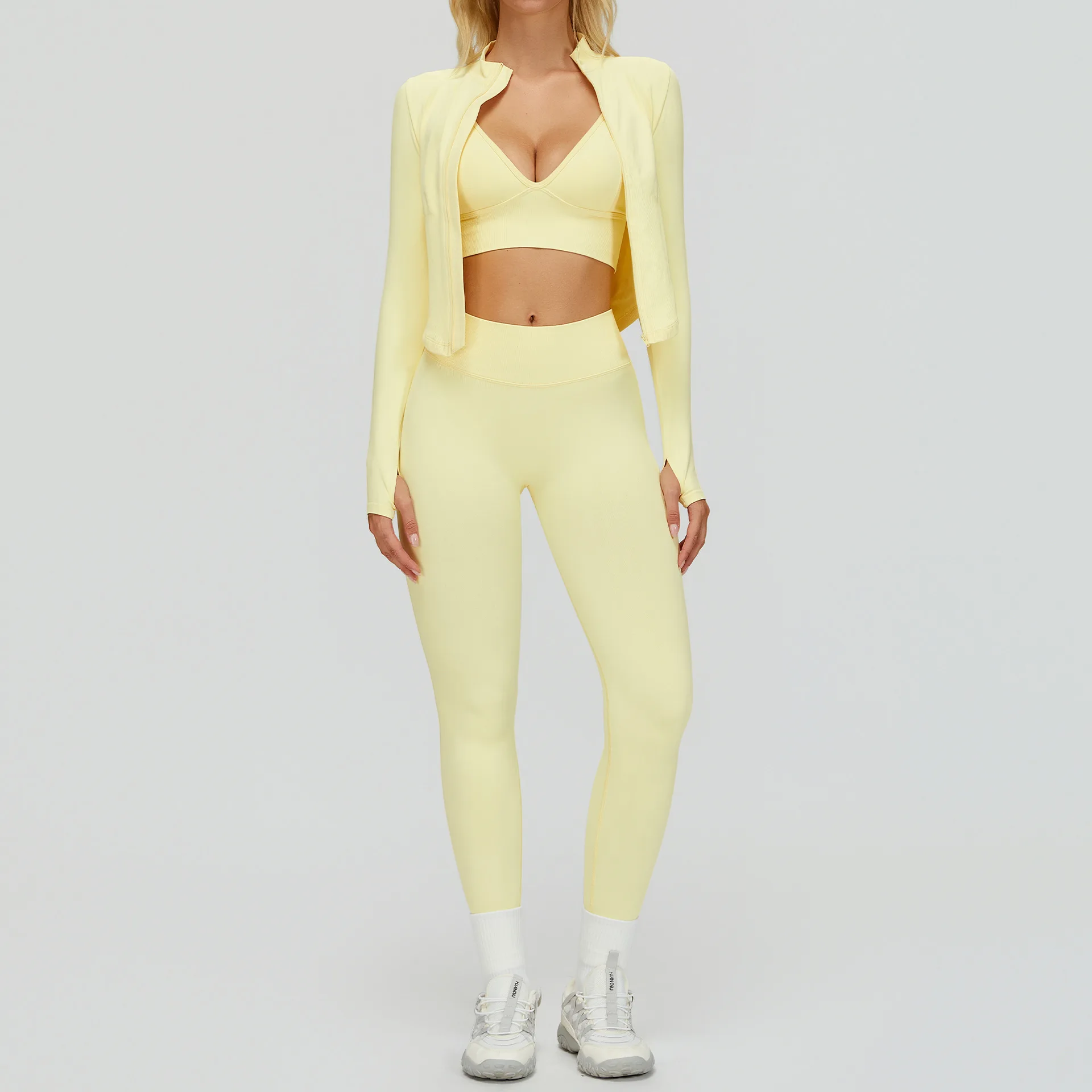 3PCS Yoga Suit Women Tracksuit Sports Set Gym Set Seamless Running Workout Set Push Up Long Sleeve Sports Outfits Yoga Clothing - Image 4