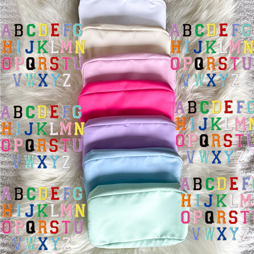 

X-Large Pouch Custom Chenille Letter Patch MAMA BABY LOVE Cosmetic Bag Birthday Wedding Bridesmaid Gift Bag Nylon Makeup Bag