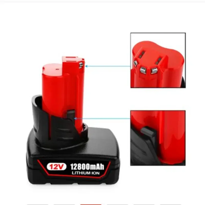 Original 12V 6.8Ah/12.8Ah Rechargeable Battery For Milwaukee M12 XC Cordless Tools 48-11-2402 48-11-2411 48-11-2401 MIL-12A-LI