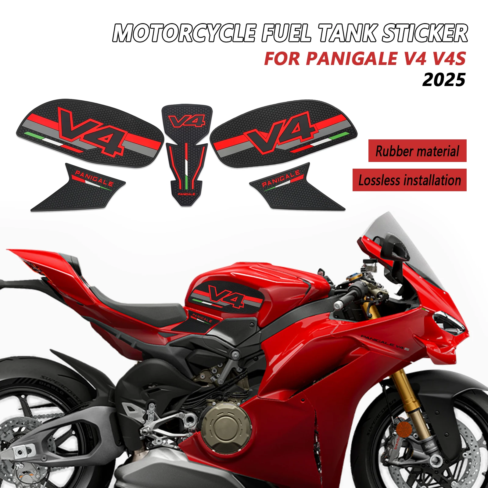 

Panigale V4 2025 Tank Pad New Motorcycle accessories Fuel Tank Pad For Panigale V4 V4S 2025 Non-slip Side Fuel Tank Pad