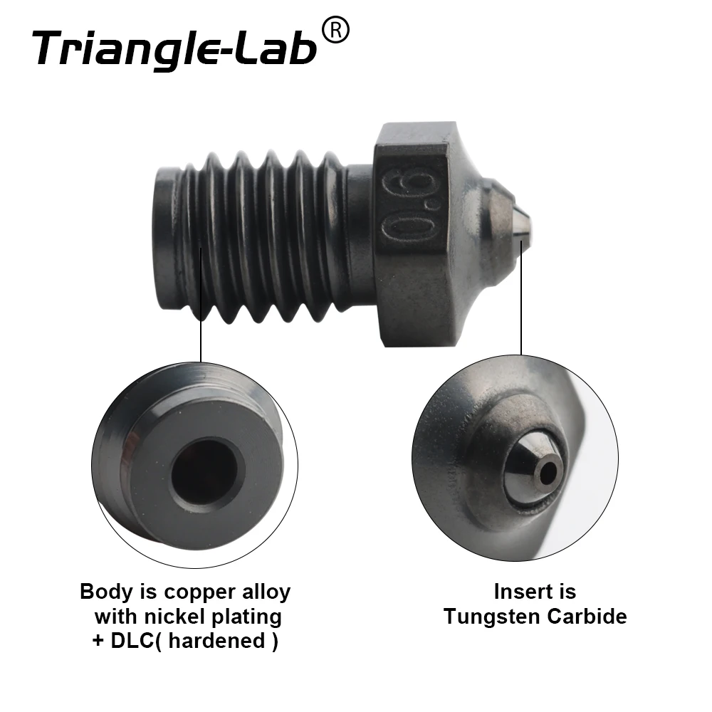 C Trianglelab Phaetus collaboration Tungsten Carbide Nozzle v6 Super Wear-Resistance DLC coating M6 thread for v6 hotend DDE blv