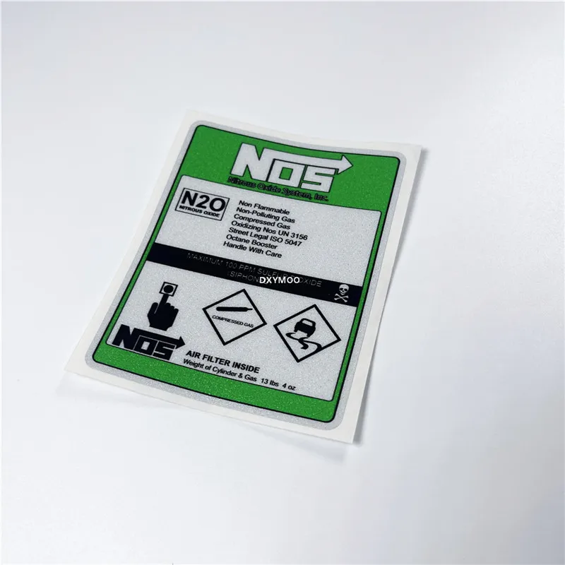 1Pc NOS Nitrous System Vinyl Sticker Waterproof Scratch Cover Decal 10x8cm for Motorcycle Car Body Window