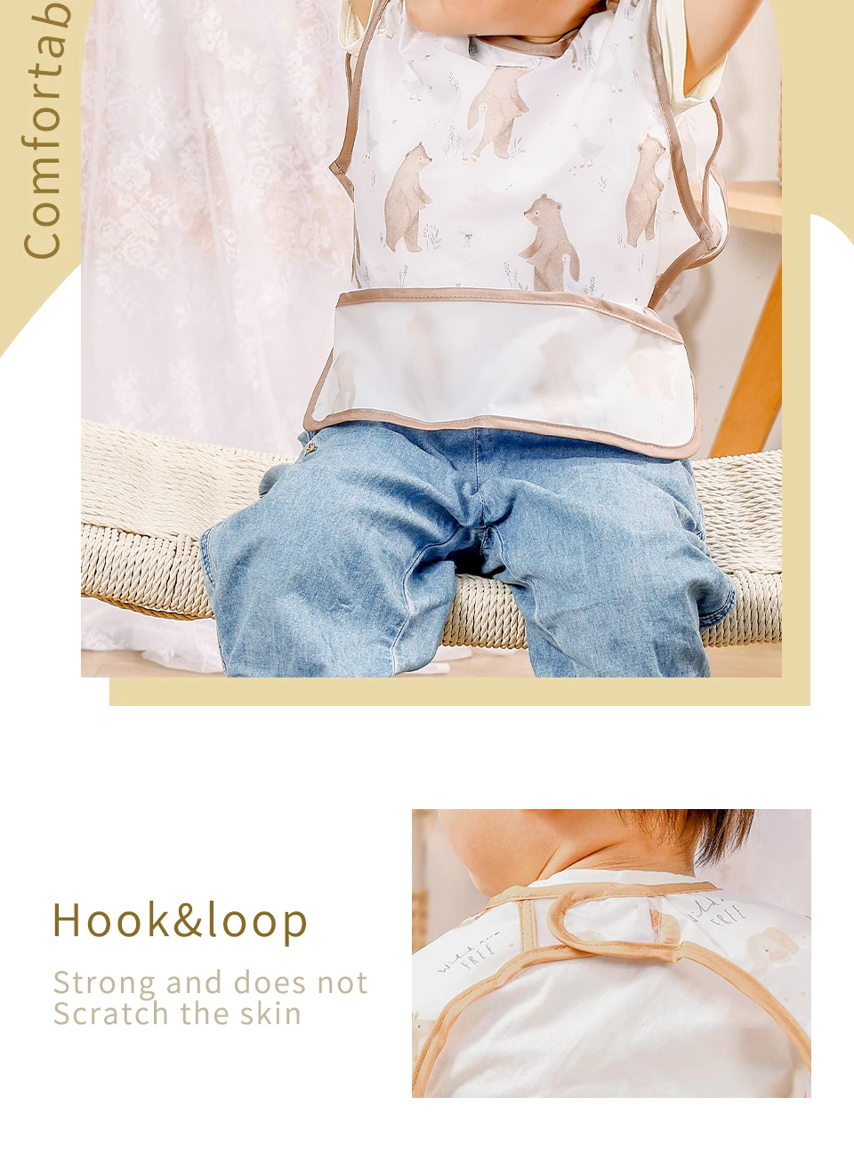Kangobaby # Mein weiches Leben # Neue wasserdichte Baby ärmellose Lätzchen Mode Ganzkörperabdeckung – Detail 3