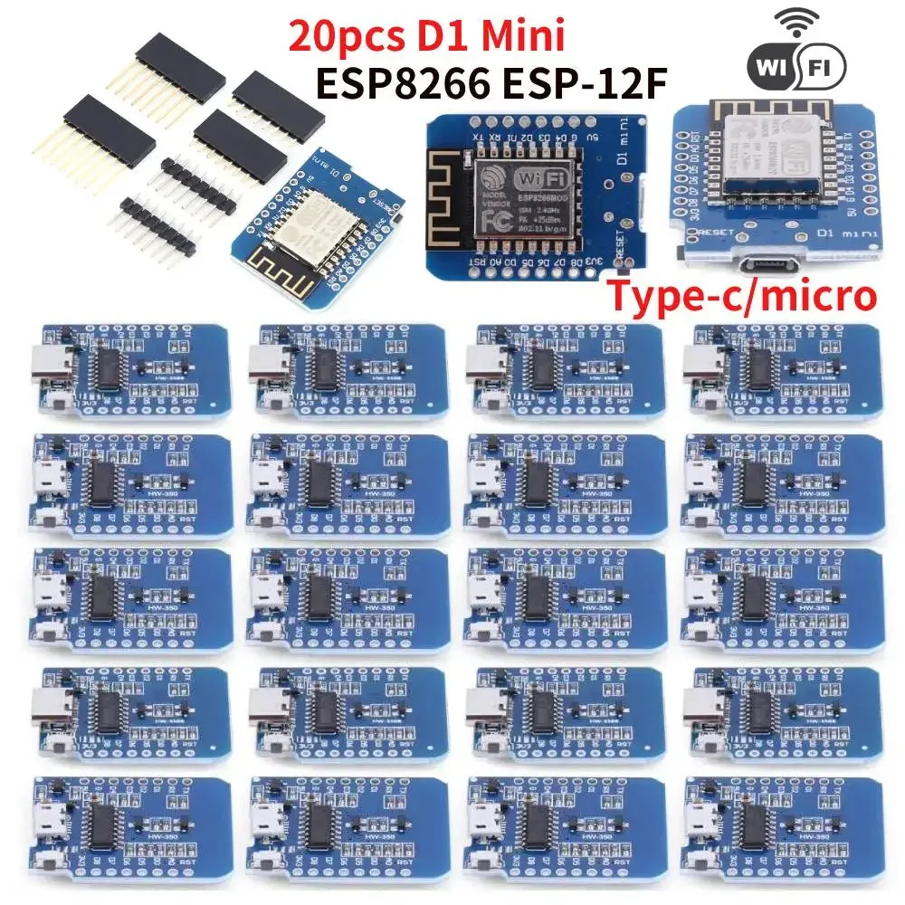 20-1 шт. ESP8266 D1 Mini WIFI макетная плата ESP-12F CH340G CH340 V2 Usb Wemos D1 Mini Nodemcu Lua Iot плата 3,3 В Met Pins