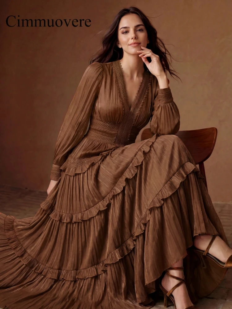 Cimmuovere Maxi Dresses For Women, Muslim Elegant Long Sleeve Fall Dress, Festival Party Dress For Wedding & Chritimas Gift