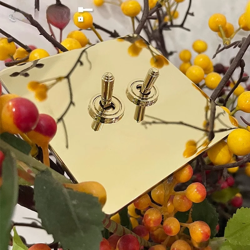 

Винтажная латунная золотая розетка, классический кулисный выключатель света, элегантная французская розетка 86-типа, настенный выключатель для отеля для дома