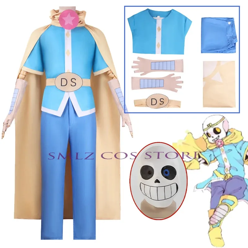 

Game Dream Cosplay Sans Costume Short Sleeve Pants Cloak Uniform Suit Halloween Carnival Party Play Prop Mask For Man