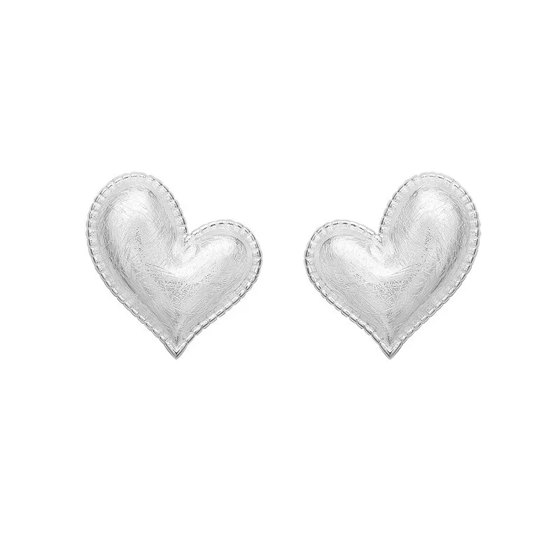 Amxiu Sterling Silver 925  For Pure Silver Light Luxury French Niche Design High-End Simple  Elegant Heart-haped Earrings Studs
