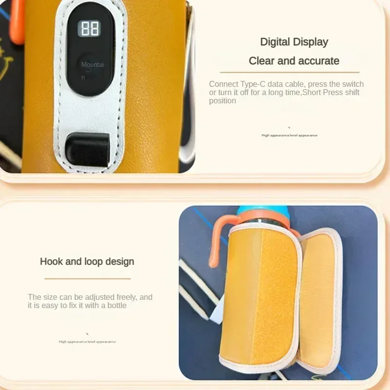 TEMIKIDS-bolsa térmica USB con pantalla Digital Universal, calentador de biberones para lactancia, protector de calor de leche portátil para bebés para Tra