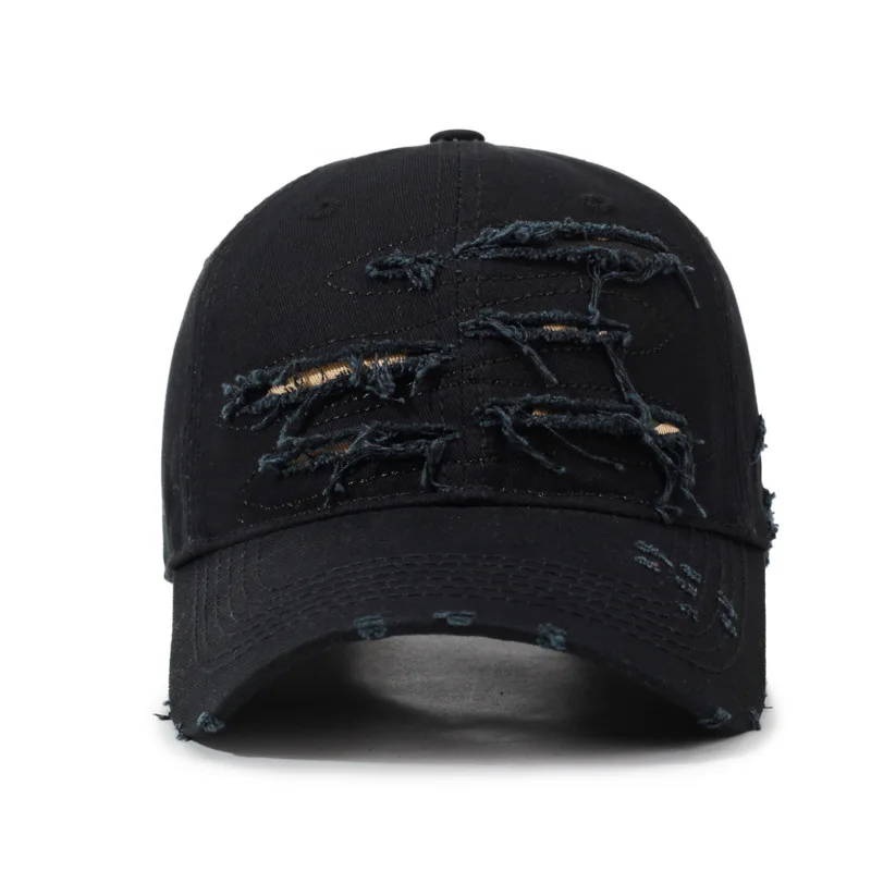 Vintage Ripped Baseball Cap for Women Men, Patch Embroidery Dad Hat, Four‑Season Sun Visor Hat for Spring Summer 2