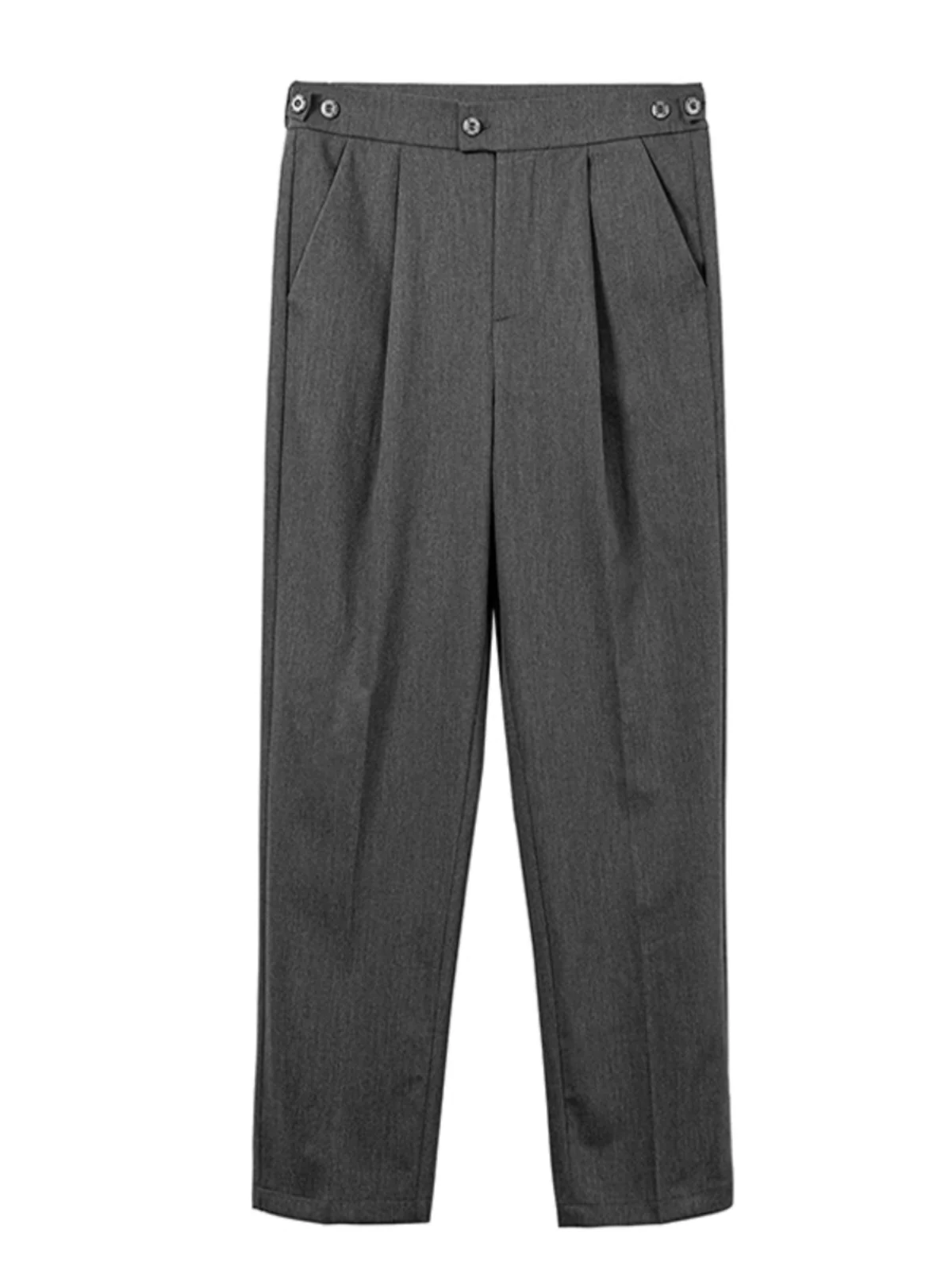 Summer Casual Pants Men Korean Fashion Banding Waist Drape Slacks Loose Suit Pants Male Grey Straight Trousers