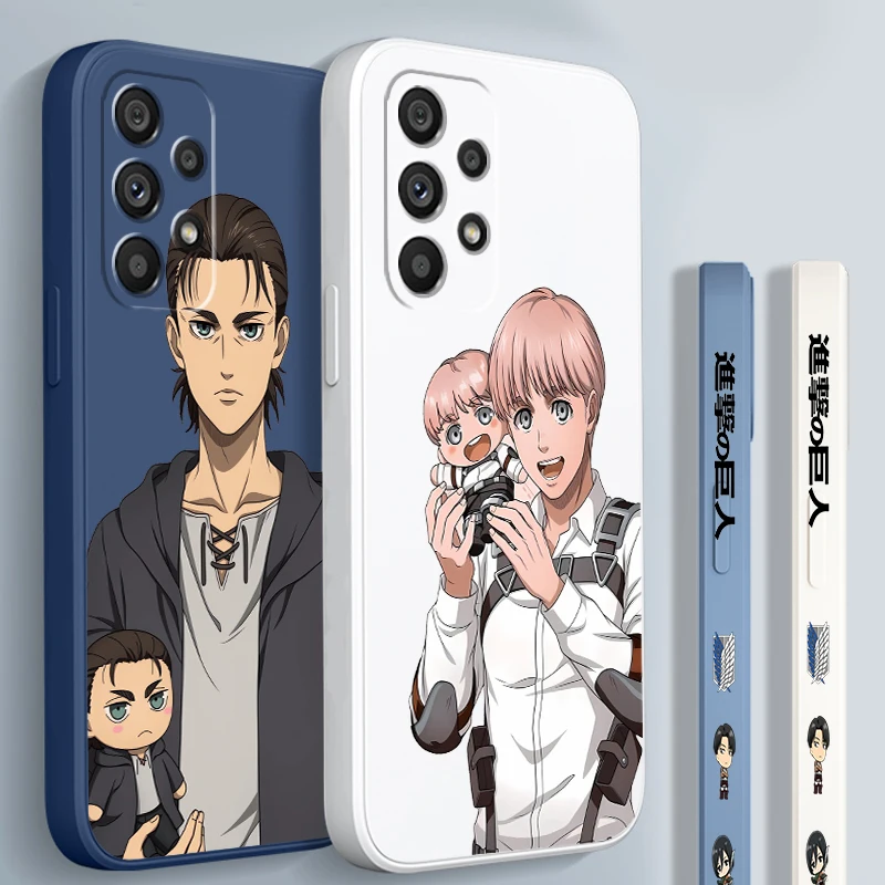 A-Attack On T-Titan Cartoon Liquid Left Rope For Samsung A54 A53 A52 S A33 A32 A51 A71 A21S A13 A73 A72 A23 A12 5G 4G TPU