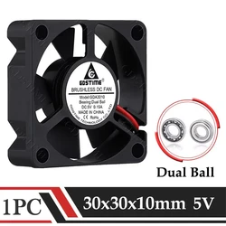 1Pcs Gdstime DC 5V 30mm Fan 30x10mm Dual Ball Bearing 3D Printer High Speed Radiator Fan 3010 3CM  Micro Laptop Cooling Fan