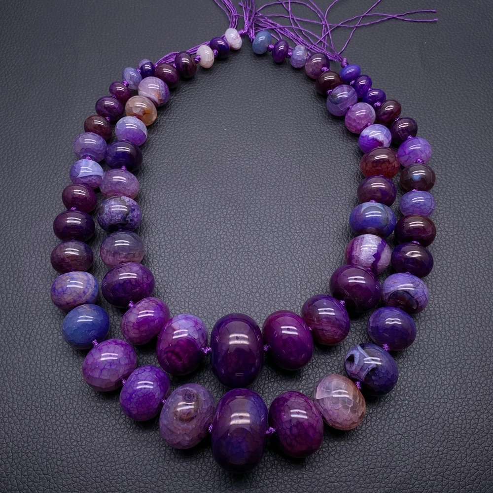 One Strand Purple Dragon Vein Agate Graduated 22x30mm Smooth Beads Gemstone 19.5