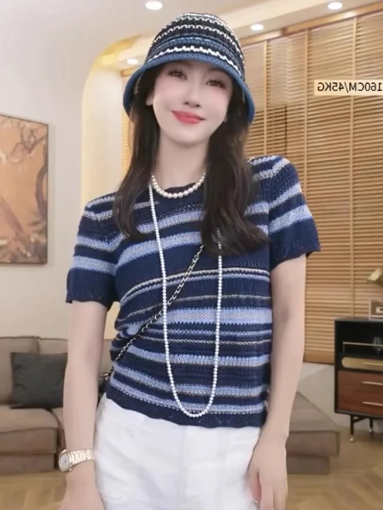 

Korean Sle Lazy Linen ort Sve T-irt Women's Slimming Soft Comfortable Base irt Retro Summer Top round Ne Regular...