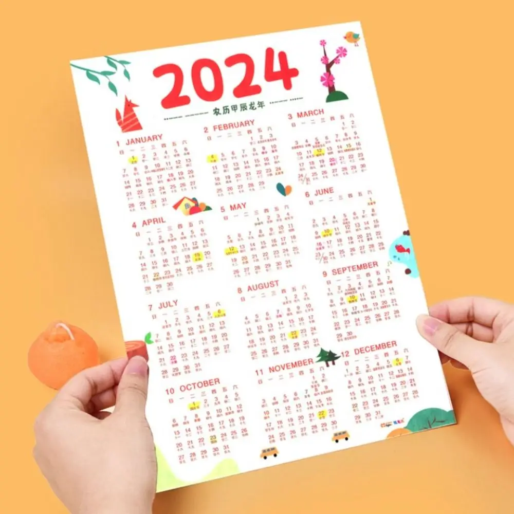 Studiare piano di lavoro 2024 calendario di capodanno pianificatore di carta Agenda annuale calendario A3 A4 pianificatore di tempo di carta elenchi di cose da fare