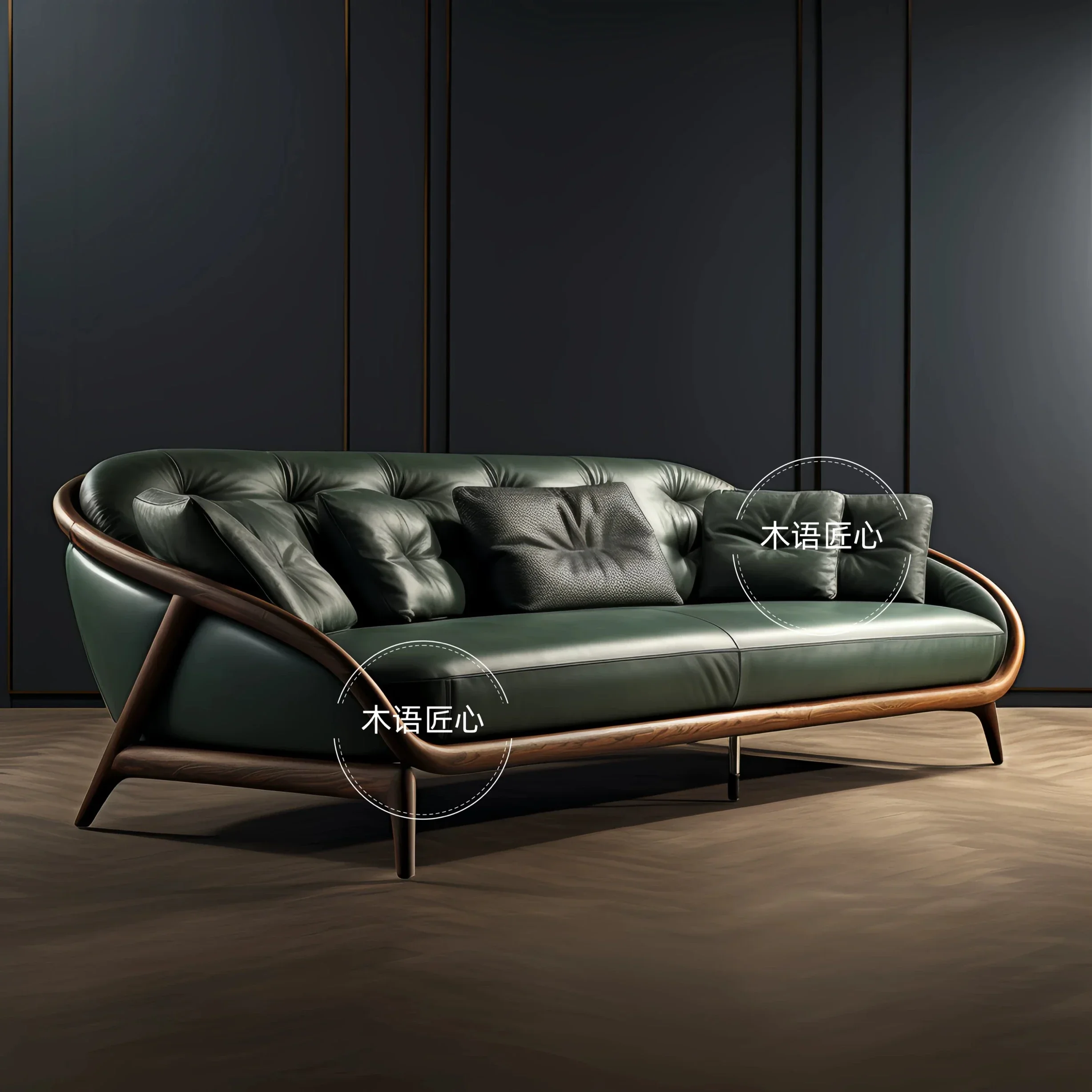 North American black walnut Chinese Arhat bed solid wood chaise longue light luxury three-person sofa