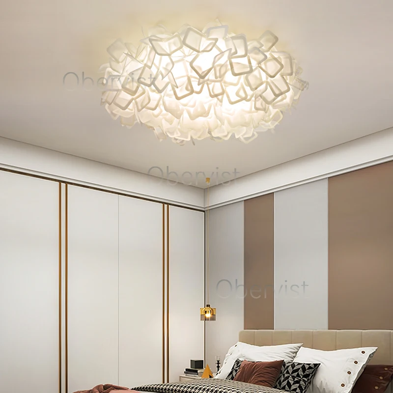 Creamy Style Master Bedroom Ceiling Light Living Room Light Creative Feather Children's Room Light Full-spectrum Smart Lamp