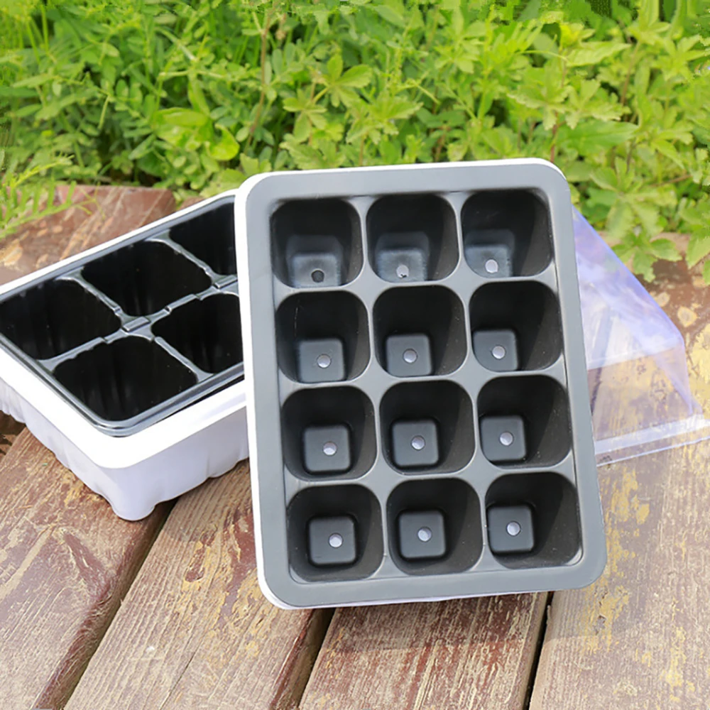 6/12 Cells Seedling Trays Germination Box with Cover for Greenhouse Plant Seed Starting Pot