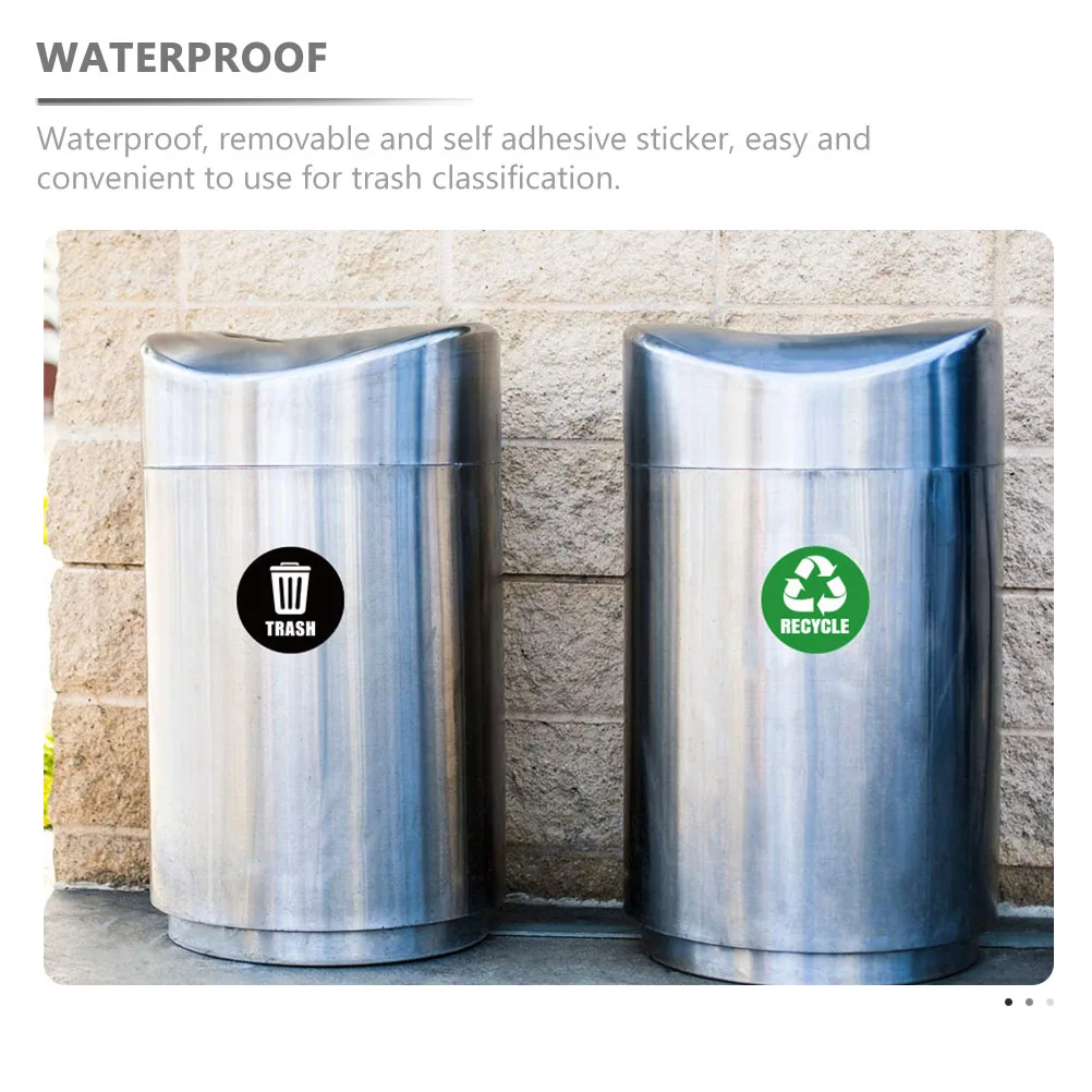 2 Bags Garbage Sorting Stickers Bin Waterproof Recycling Rubbish Can Classification Labels Trash Recycle Sign