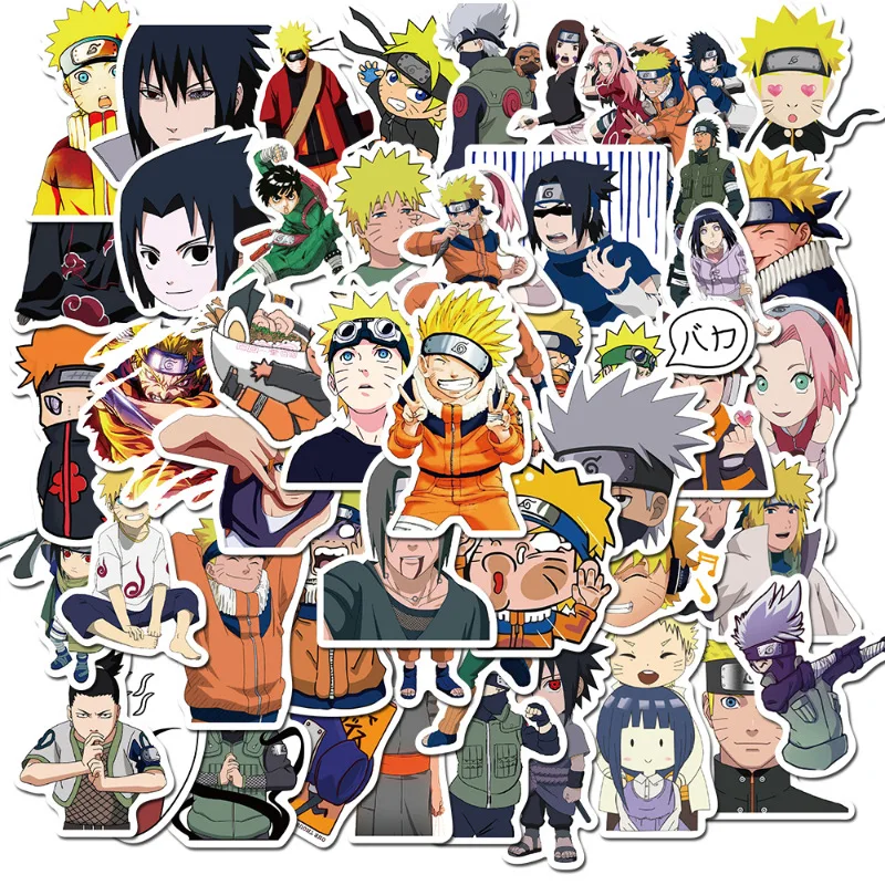 50Pcs Anime Uzumaki Naruto Kakashi Uchiha Sasuke Itachi Graffiti Sticker Water Bottle Laptop Luggage Decoration Decal Toys