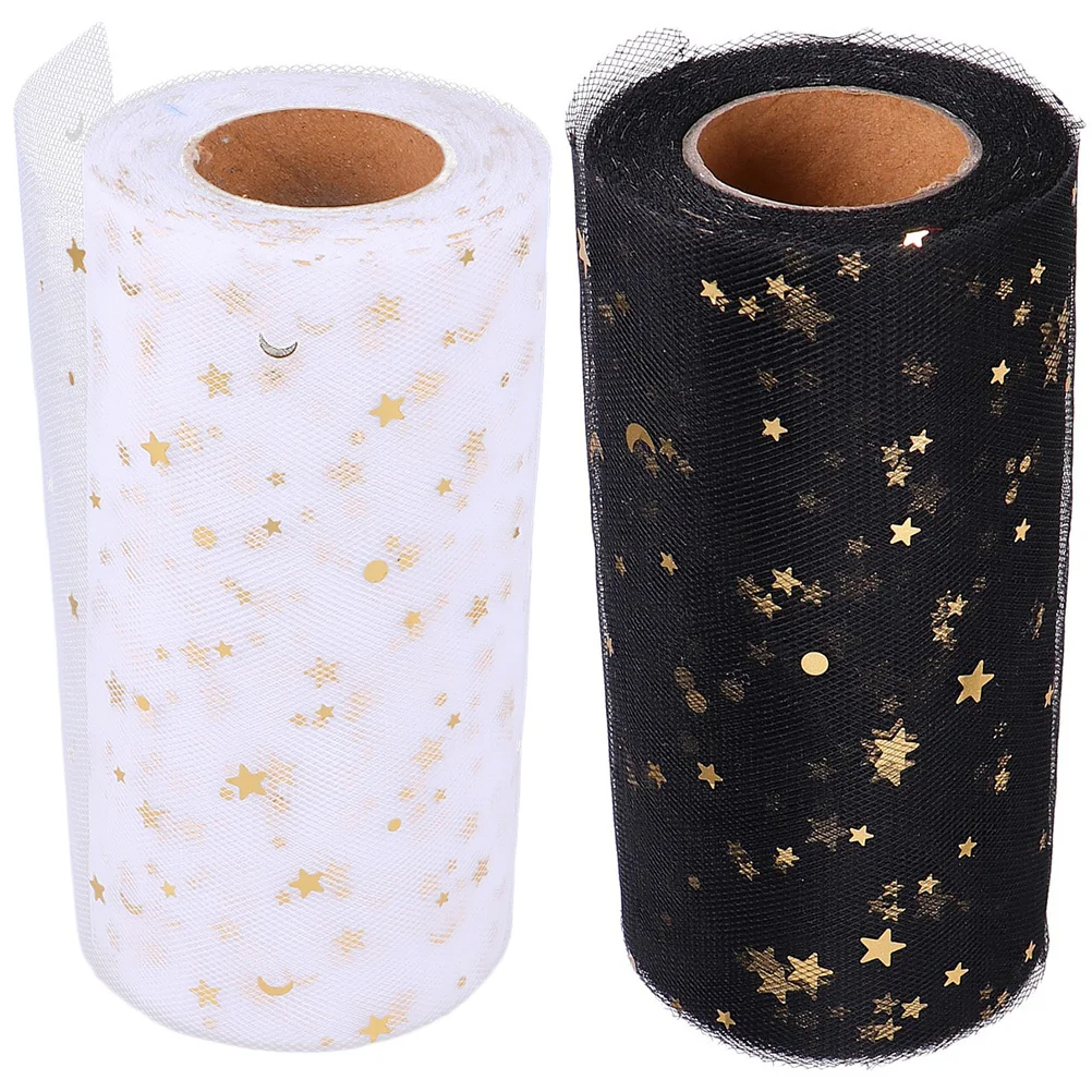 

2Pcs Sequin Tulle Rolls Polyester Fabric Wedding Decoration Tulle Skirt Roll Supplies Sequin Fabric