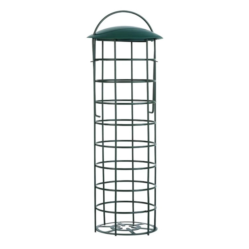 Hanging Wild Bird Feeder with Perch Clear Plastic Tube Mesh Suet Ball Metal Bird Feeders for Garden Yard Outdoor