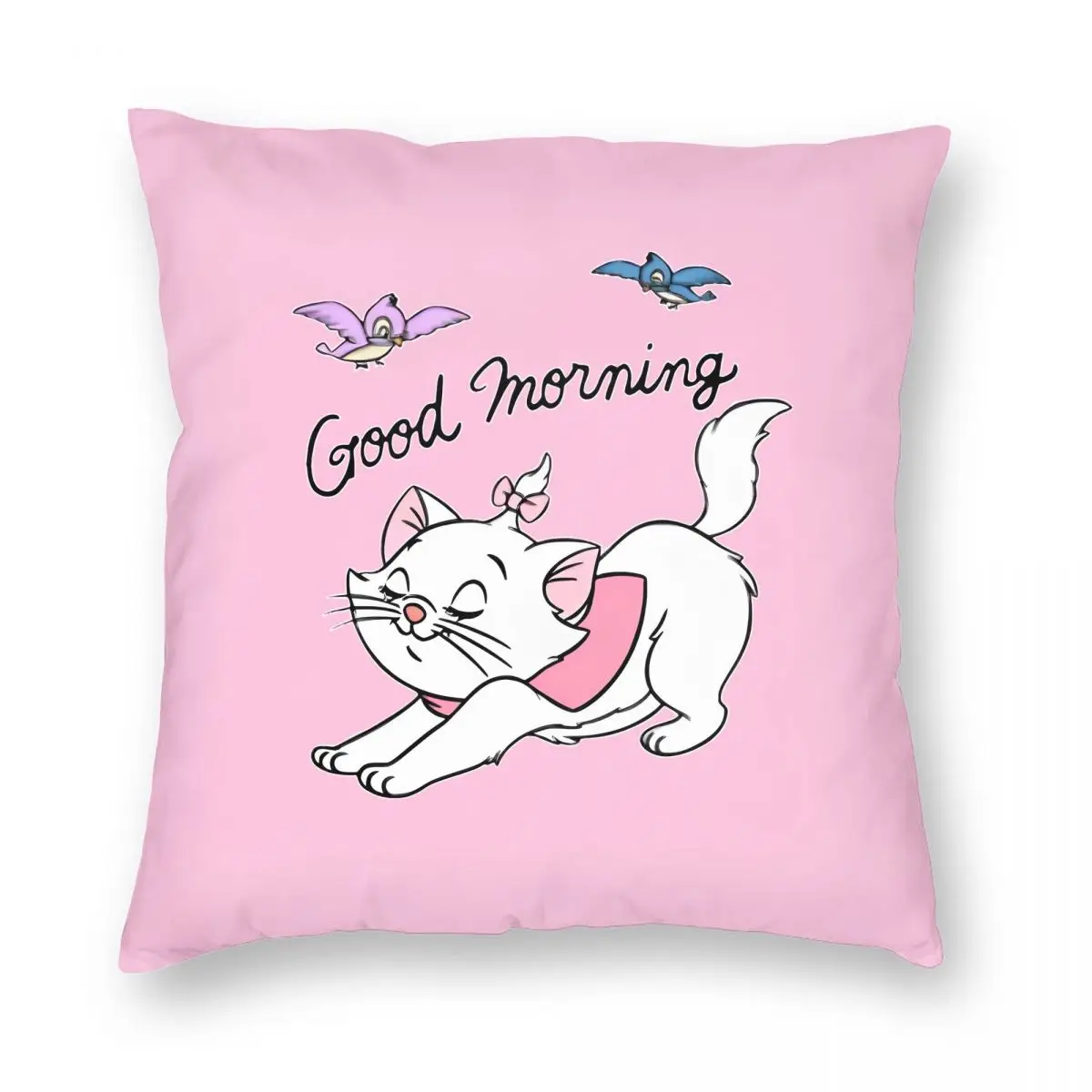 Marie Aristocats Cute Kitty Good Morning Cat Pillowcase Double-sided Printing Cushion Cover Gift Pillow Case Cover Home 45*45cm