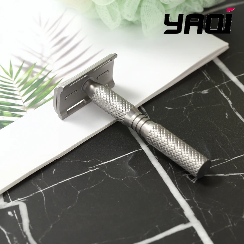 

Razor YAQI Ghost Cross Grain Pattern Titanium Light Weight Safety Razor CollectiblesBirthday Gift For Boyfriend