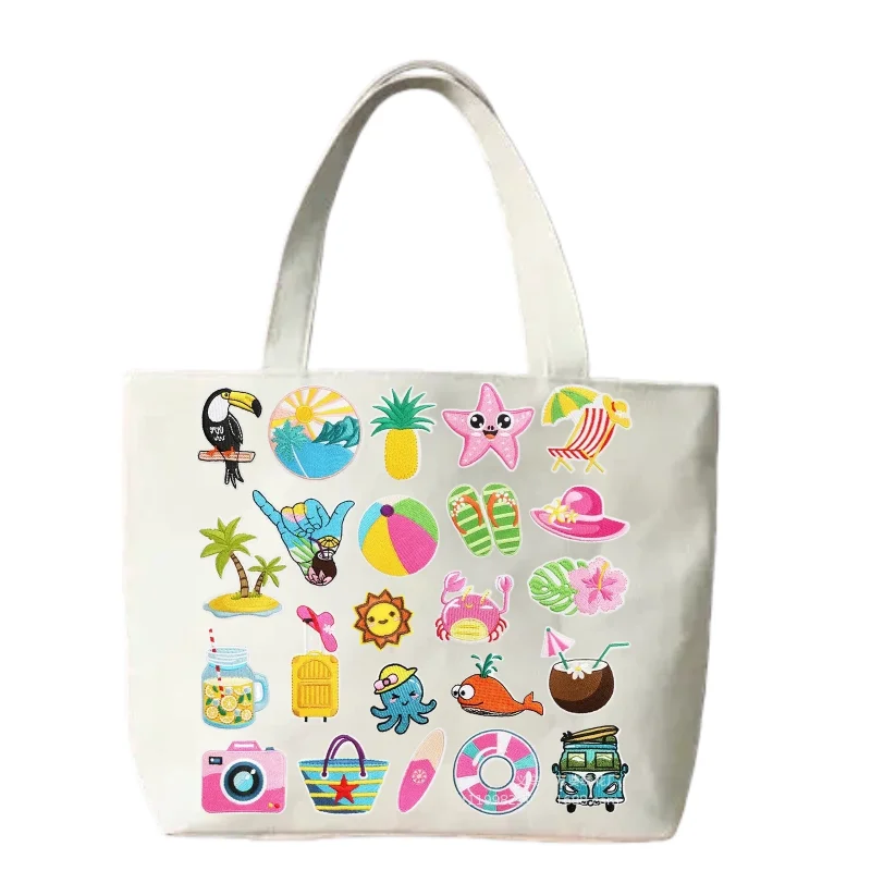 Holiday Theme Embroidery Camera Beach Ball Embroidered Patches Iron On Clothing Bag Decoration Beach Ball badge DIY Accessory