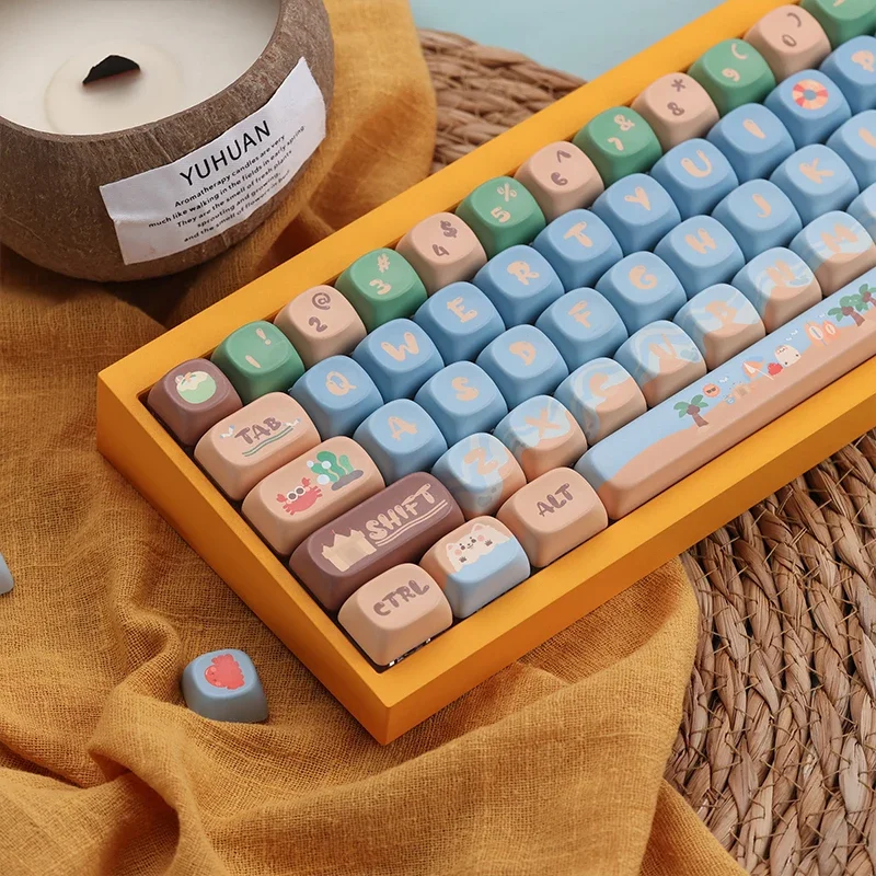 Custom mechanical keyboard PBT material moa highly sublimated process, beach coconut keycaps