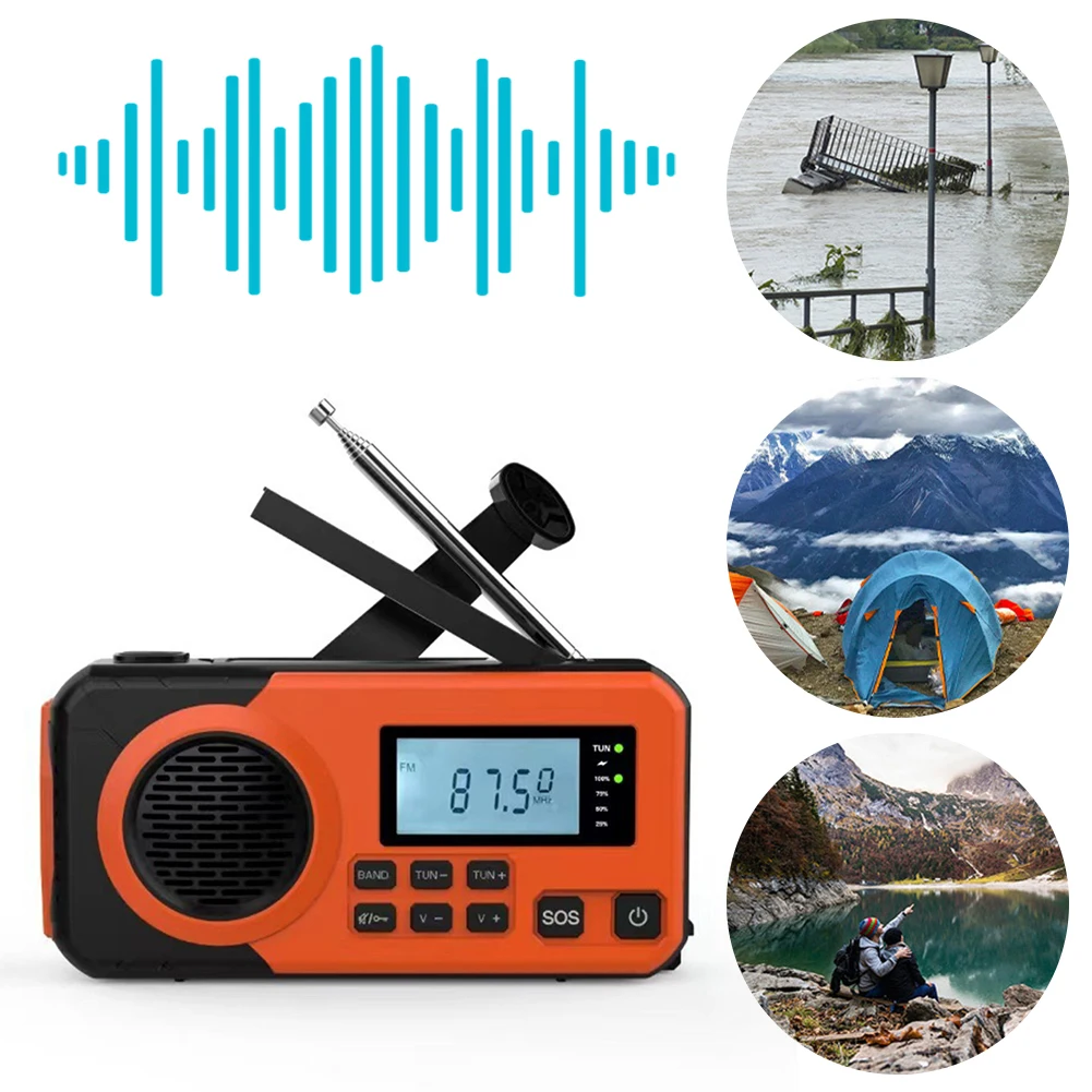 

Emergency Hand Crank Radio Solar Powered Radio with SOS Alarm Flashlight Portable Weather Radio for Camping Travel Outdoor