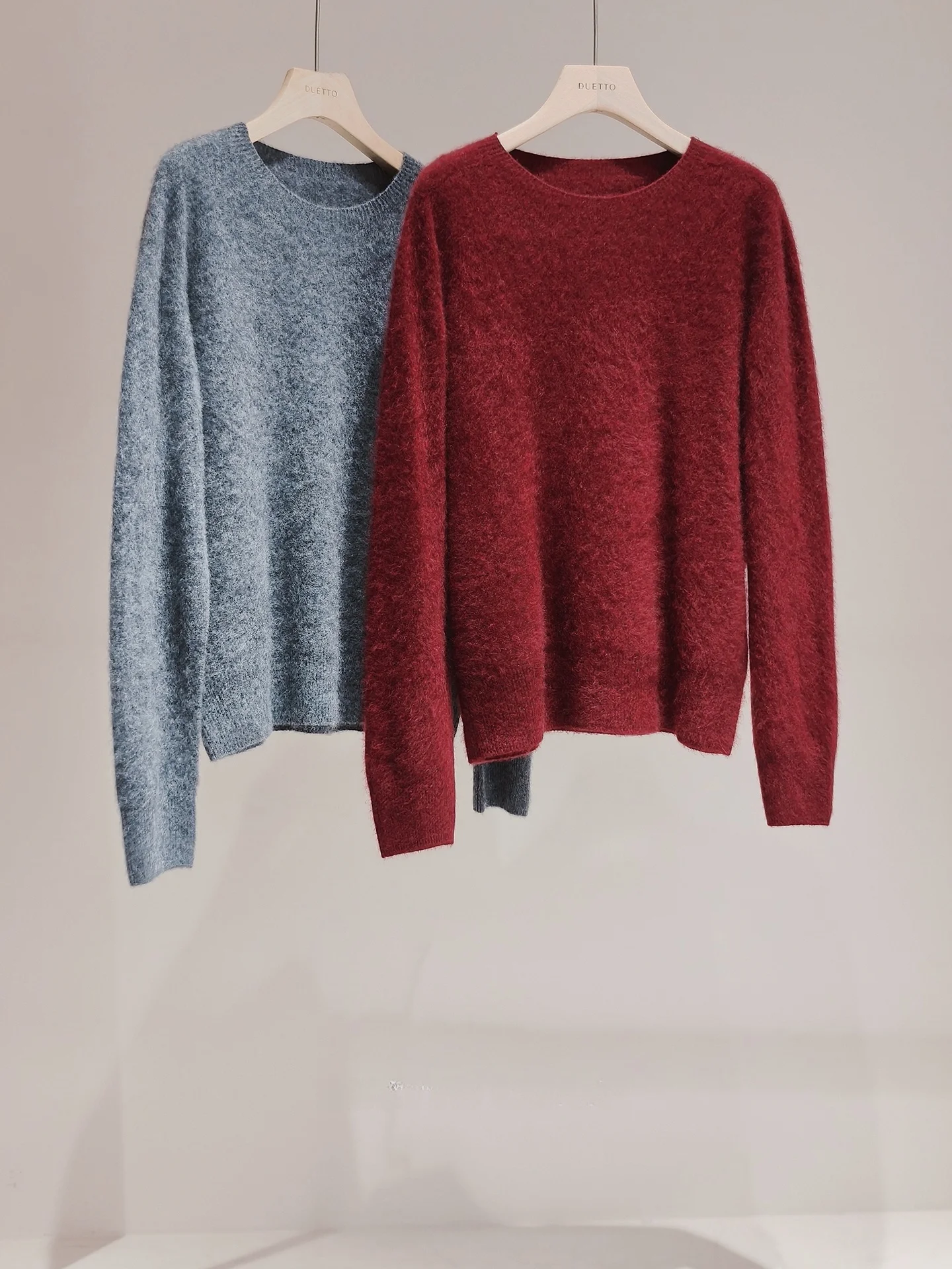 Duetto Luxury Fce Brued Series Merino Wool Fce Long Sve High Collar Loose Knitted Sweater Women's Autumn Winter Wa...