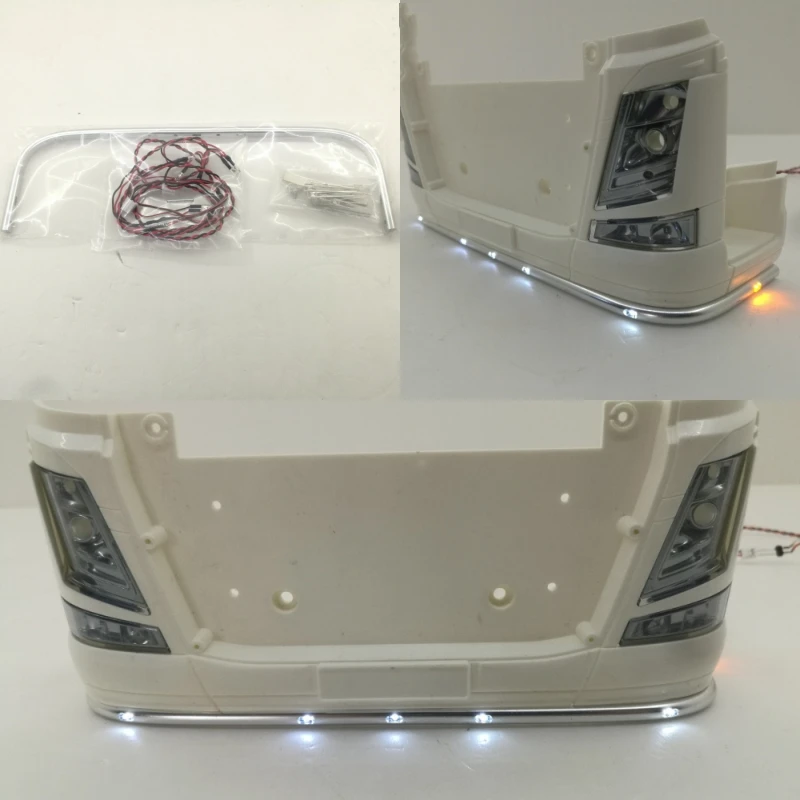 LED Simulation Metal Silver Front Bottom Light for 1/14 Scale Tamiya RC Truck Car VOLVO FH16 56360 Diy Parts Toys Model