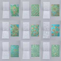 Blooming Flowers Tulip Geometric Patterns Background 3D Embossing Folder for DIY Scrapbooking Adding Texture Paper Craft Stencil