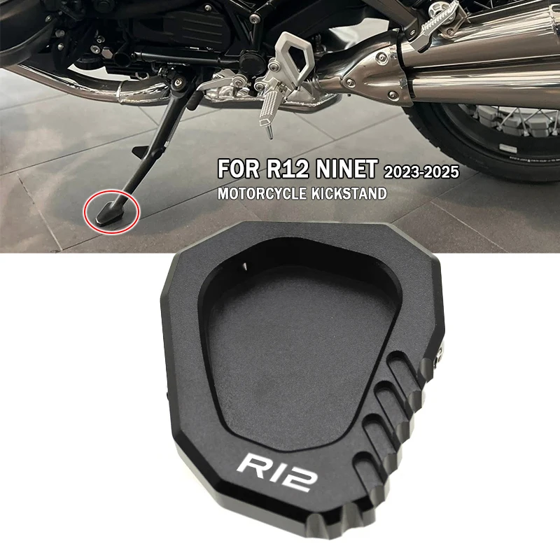 

Motorcycle CNC Aluminum Side Kickstand Stand Extension Plate For BMW R12 NINET R 12 r12 2023 2024 2025 Side Foot Plate Black